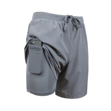 Heren Zwembroek met Compressievoering, Stretch Zwemshort met Zakken Lichtgrijs XXXL