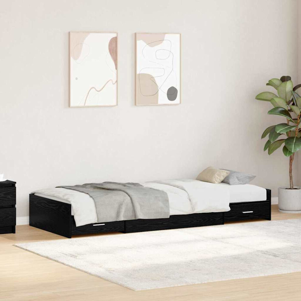 Vidaxl Bed Frame With Headboard Black Oak 90 X 190 Cm Engineered Wood