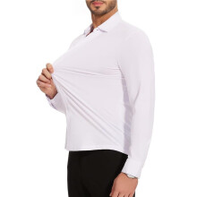 Mens Stretch Wrinkle-Free Long Sleeve Dress Shirt Slim Fit Button Down Casual and Business Top White M
