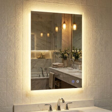 LED-Badezimmerspiegel 80 x 60 cm, beschlagfrei, dimmbar, 3-farbig
