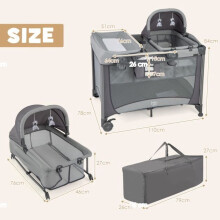 5-in-1 reiswieg/box met aankleedtafel, grijs