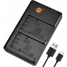 DSTE Ładowarka podwójna kompatybilna z Sony, Fast Charging USB Dual czarna