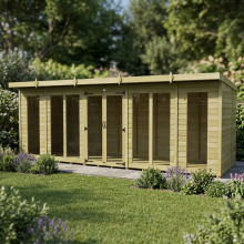18 x 5 Pent Summer House Tanalised (Full Height Window) Fast & Free 2-5 Nationwide Delivery