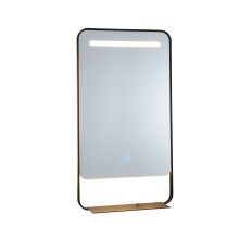 LED-Badezimmerspiegel 80 x 60 cm, Ablage, beschlagfrei, goldener Rahmen