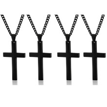 4X Vintage Pendant Necklace Stainless Steel Black Chain Pendant Necklace Men Necklace