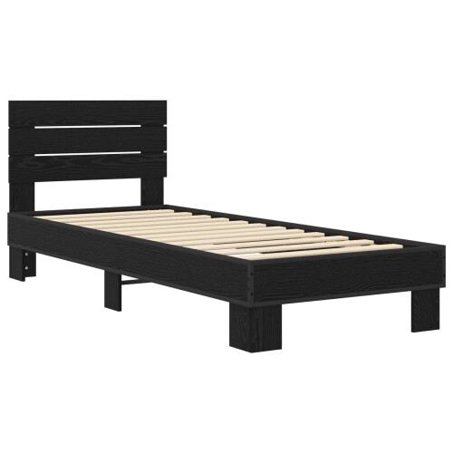 VidaXL vidaXL Bed Frame with Headboard Black Oak 80 x 200 cm Engineered Wood 1