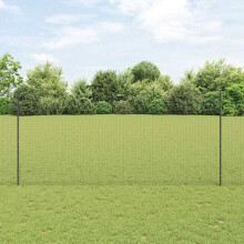 vidaXL Welded Wire Fence with Post 25 x 1.4 m PVC-Coated Steel Grey