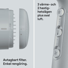 Haartrockner 2100W, 3 Heizstufen, 2 Geschwindigkeitsstufen, Kaltlufttaste, 2 Aufsätze