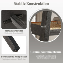 Houten salontafel met rotan plank, 2-laags, 100x55x44,5 cm