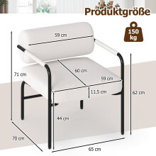 Witte moderne loungestoel met armleuningen, fluwelen bekleding