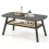 Houten salontafel met rotan plank, 2-laags, 100x55x44,5 cm 4