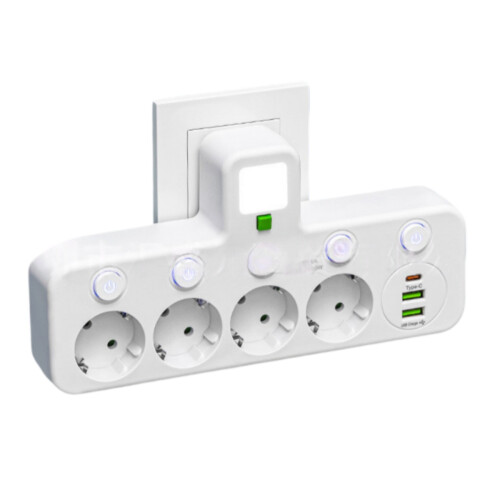 Πρίζα EU Plug 4 πριζών Ηλεκτρική πρίζα με θύρες USB Type-C για Ινδονησία, Γερμανία, Γα