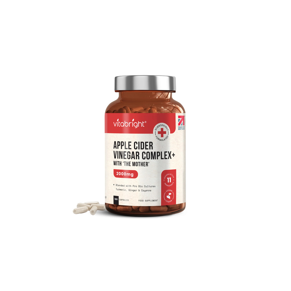 Vitabright Apple Cider Vinegar Complex + The Mother - 180 Vegan Capsules - 2000Mg