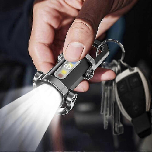 Συμβατό με επαναφορτιζόμενο φακό LED με Power Bank, μίνι φακό με μπρελόκ, αδιάβρο 2
