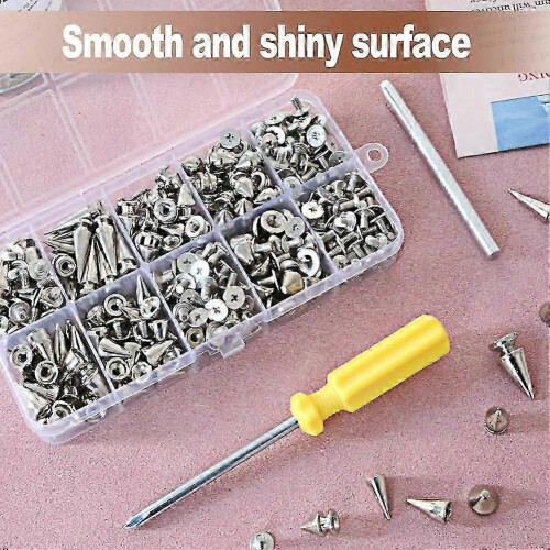 Κιτ 354 τεμαχίων Punk Spikes και Studs, 8 μεγέθη μεταλλικών κωνικών καρφιών για δερμά 1