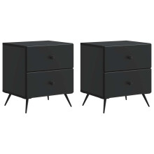 vidaXL Bedside Cabinet 2 pcs Black 43 x 34.5 x 47.5 cm Engineered Wood