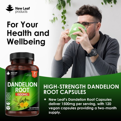 New Leaf Product Dandelion Root Capsules - 120 High Strength Vegan Capsules - 1500mg Per Serving 2