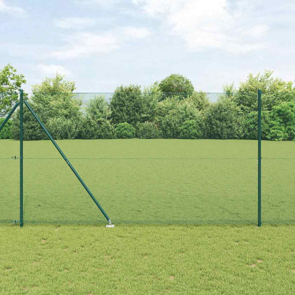 Vidaxl Welded Wire Fence With Spikes 25 X 1.6 M Pvc-Coated Steel Green