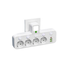 Gniazdo wtykowe EU 4 gniazda z portami USB typu C, białe, bez przedłużacza