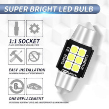 3 stk. 31 mm læselamper/nummerpladelys til bilen, kompatible med DC12V-24V 3W 6000K 660LM 6LED SMD-3030