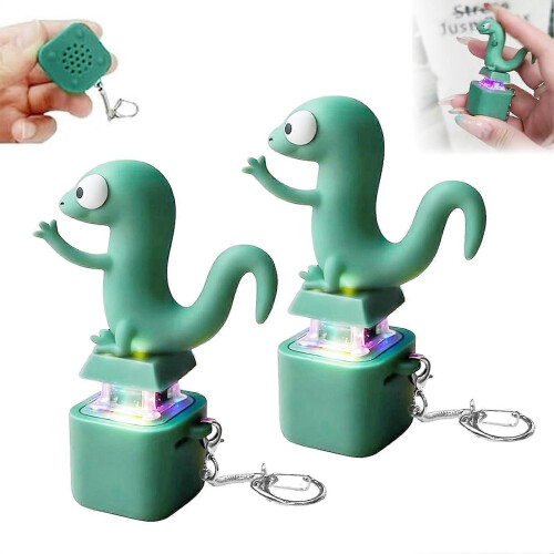 1 Piece Lizard Button Keychain Decompression Toys Funny Lizard Sounds And Flash Effects Rechargeable 1