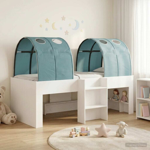 VidaXL vidaXL Bed with Tunnel 4 pcs White and Light Blue Engineered Wood