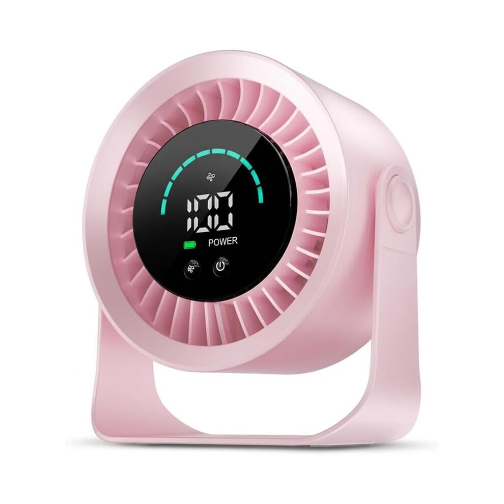Photos - Hair Dryer  Mini Desk Fan, Small USB Rechargeable Quiet Desktop Fan, Cooling Table Electric Fan with LED Digital Display, 360Adju(Pink)