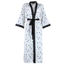 CTM Women's Plus Size Heart Satin Slip and Dressing Gown Pyjama Set