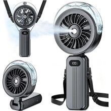 (Black) HandHeld Misting Fan Portable - High Speed Hand Held USB Rechargeable Fans with Mist & LED Display,