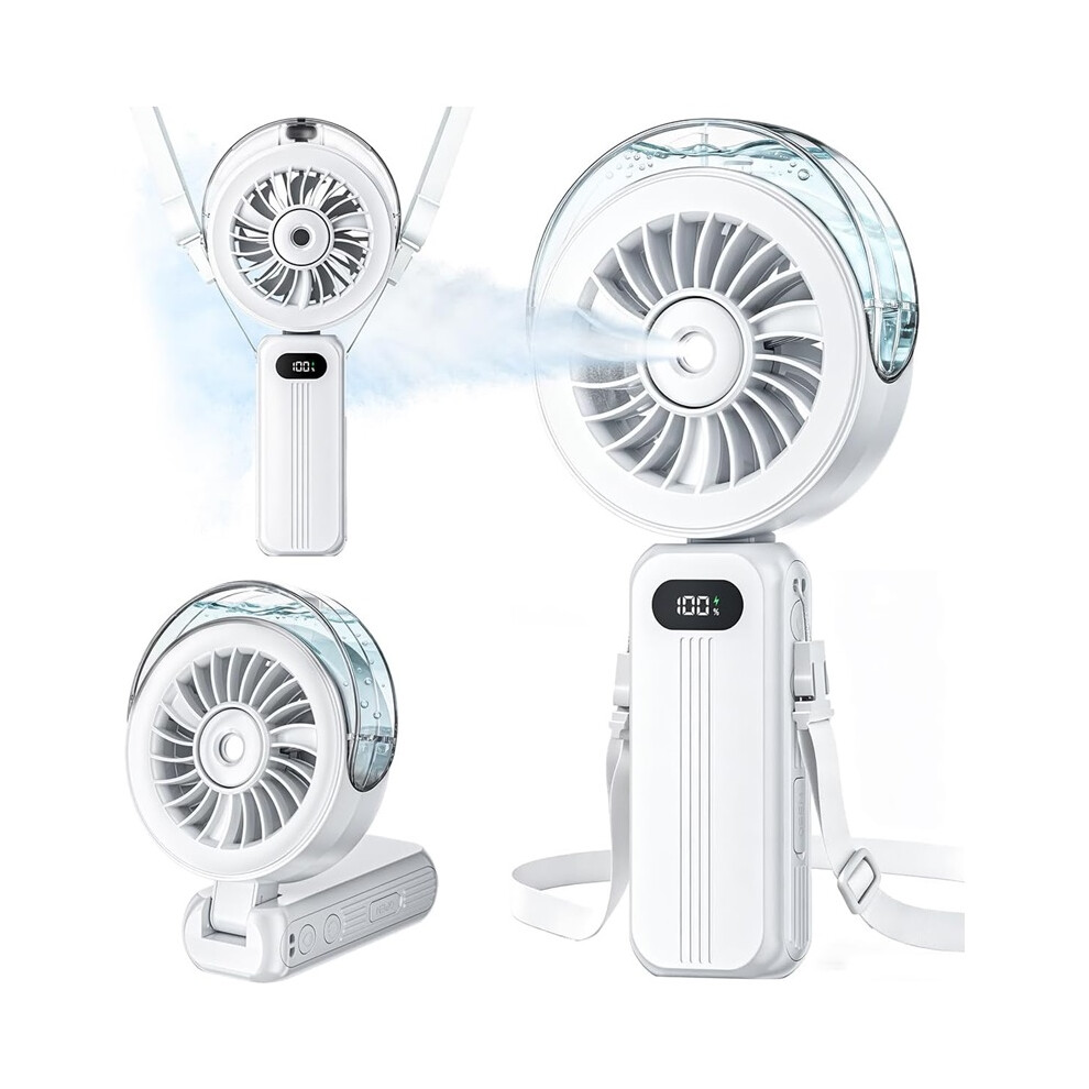 Deyuantang (White) Handheld Misting Fan Portable - High Speed Hand Held Usb Rechargeable Fans With Mist & Led Display,
