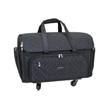 XXL 4 Wheel Collapsible Rolling Sewing Machine Storage Case, Black Quilted