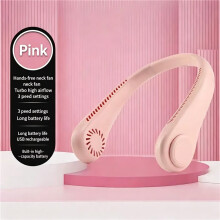 (Pink) Neck Fan, Portable Fan Hands Free Bladeless Mini with 360Cooling Airflow, USB Rechargeable Personal Quiet Wearable 3 Wind Speed