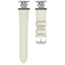 Kompatibel für Huawei Watch GT 3 42 mm Uhrenarmband aus echtem Rindsleder, Blumendekor, verstellbarer Riemen