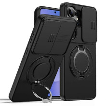 Compatible con Samsung Galaxy S26 Ultra funda magnética anillo Kickstand cubierta de cámara deslizante TPU PC carcasa de