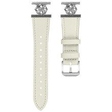 Kompatibel für Huami Amazfit GTS Uhrenarmband, echtes Rindsleder, Blumendekor, verstellbarer Riemen