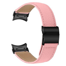 Armband mit schwarzem Schnellverschluss, kompatibel mit Samsung Galaxy Watch6 / Watch6. Klassisches Echtleder-Uhrenarmba