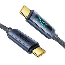 TOOCKI TQ-X57C4 1 m USB C naar USB C 240 W PD snellaadkabel Digitaal display gevlochten datakabel