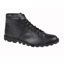 (5 UK, Black) Grafters Mens Original Coated Leather Retro Monkey Boots
