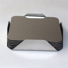 12X Coasters - Stainless Steel Holder with Coaster Set -Drink Milk Coffee Tea Cup Mugs Holders Home Supplies Square