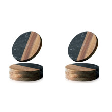 Coasters Set of 8 for Drinks,Marble-Wood Spliced Coaster for Tabletop Protection,Cup Holder Coasters for Multiple Cup