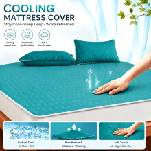 (Deep Green, 180x200cm) Housse de matelas rafraîchissante adaptée au lit-couvre-lit gaufré respirant Ultra-doux avec technologie d'évacuation de