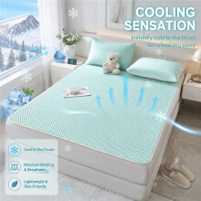 (Mint Green, Double 180) Estera de tejido tipo gofre refrescante, ligera, de lujo, de fibra sedosa, para verano, transpirable, de enfriamiento