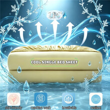 (Pale Yellow, 200cm*200cm) Sábana bajera ajustable para cama individual, mezcla de LICRA, Sábana ajustable fresca de una sola pieza, tela de fibra