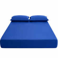 (Blue, 200cm*220cm) Ensemble de draps rafraîchissants 3 pièces |Toucher frais, respirant |Drap-housse, 2 taies d'oreiller, poche profonde,