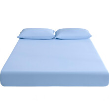 (Light Blue, 180cm*200cm) Ensemble de draps rafraîchissants 3 pièces |Toucher frais, respirant |Drap-housse, 2 taies d'oreiller, poche profonde,