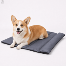 (Dark Gray, M 80*55cm) Easy Foldable Self-Pillow Cat and Dog Mat | All-in-One Cool Pet Bed for Stable, Comfortable Sleep - Non-Hair, Portable