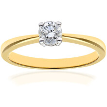 (L) Jewelco London 18ct Yellow Gold Round 1/3ct Diamond 4 Claw Solitaire Engagement Ring - PR0AXL4306Y18JPK