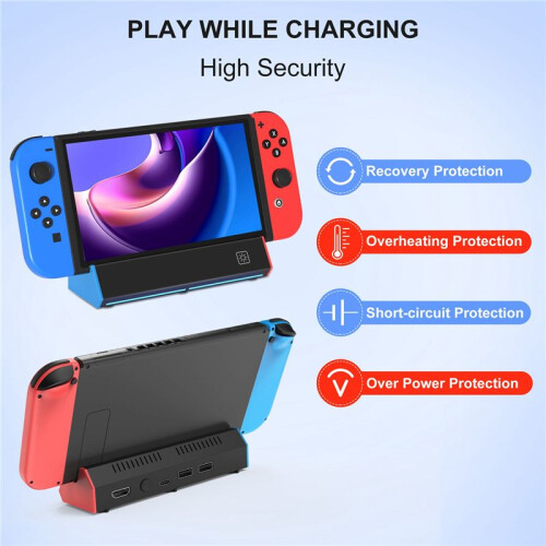 Portable Charging Dock Station Base with 4K -Compatible Adapter/USB 2.0 /Type C Port for   OLED Dock 2