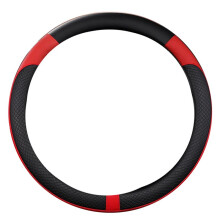 Auto PU Lederen Universele Stuurwielhoes 38cm Auto-Interieuraccessoires Zwart + Rood
