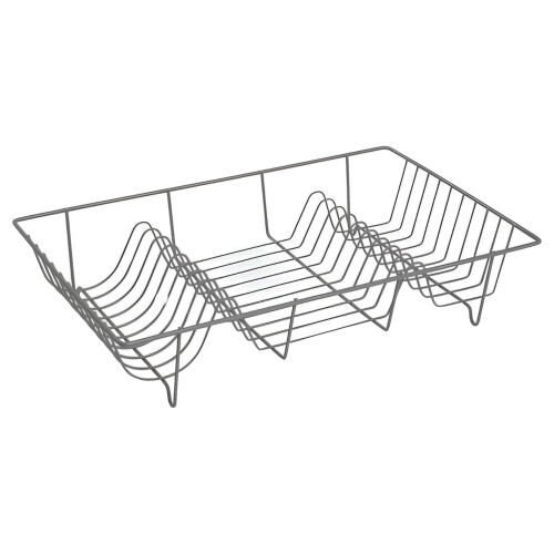 Grey Stainless Steel Wire Dish Drainer Rack for Kitchen Countertop